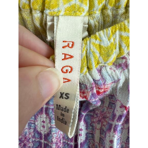 Raga Anthropologie Top Women XS Purple Yellow Strapless Crop Boho Festival Beach - Picture 2 of 7